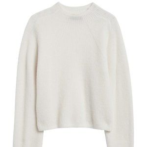 Petite Aire Cropped Puff-Sleeve Sweater - White
